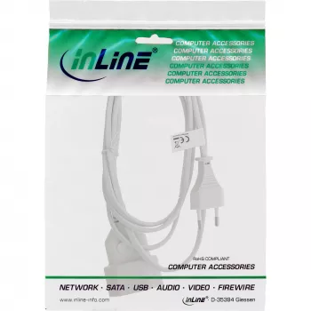 Virtajohto InLine 16681W, H03VVH2-F, CEE7/16 - CEE7/16, 1 m, 250 V 2,5 A, valkoinen