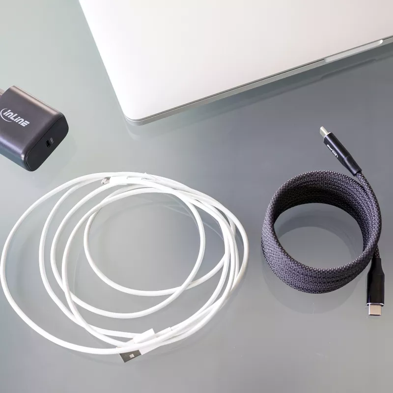 InLine magneettinen USB-C-kaapeli, USB-C uros/uros, 100 W, musta, 1 m