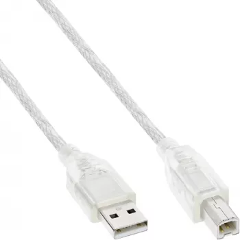 USB-2.0-kaapeli Type-A uros / Type-B uros InLine 34555T 5 m läpinäkyvä