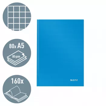 Leitz muistikirja Solid Hardcover A5 ruudullinen 90 g/m² 80 arkkia, yksivärinen, sininen, A5, 80 arkkia, kiiltävä, 80 g/m²