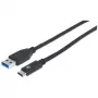 Manhattan USB-C - USB-A -kaapeli, 1 m, uros-uros, 10 Gbit/s (USB 3.2 Gen 2, tunnetaan myös nimellä USB 3.1), 3 A (pikalataus), SuperSpeed+ USB, musta, elinikäinen takuu, vastaa USB31AC1M