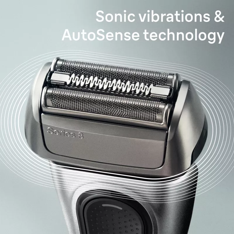Braun Series 8 8517s parranajokone – märkä ja kuiva, hopea