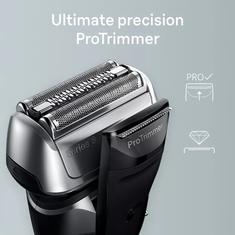 Braun Series 8 8517s parranajokone – märkä ja kuiva, hopea