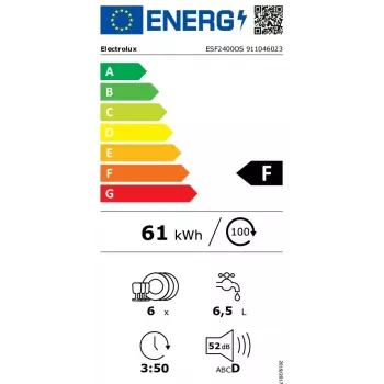 Electrolux ESF2400OS vapaasti seisova astianpesukone 6 astiastoa 52 dB