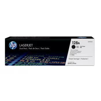 HP 128A 2 kpl:n pakkaus musta alkuperäinen LaserJet värikasetti, 4000 sivua, musta, 2 kpl