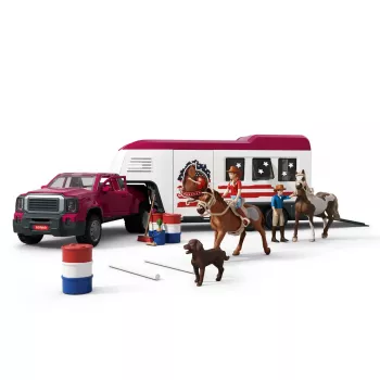 schleich Lakeside Truck perävaunulla, eläin, hevoset, 5 vuotta, monivärinen