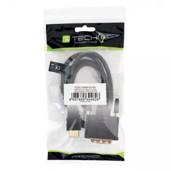 Techly videokaapeli HDMI–DVI-D M/M 3m ICOC HDMI-D-030, 3 m, HDMI, DVI-D, uros, uros, kulta