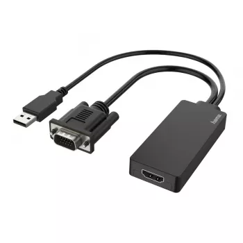 Hama 00200342 videokaapelisovitin 0,15 m USB Type-A + VGA (D-Sub) HDMI musta