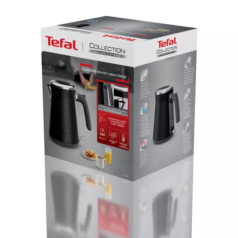Vedenkeitin Tefal KI6668E0 — 1,7 l, 2400 W, ruostumaton teräskotelo, musta