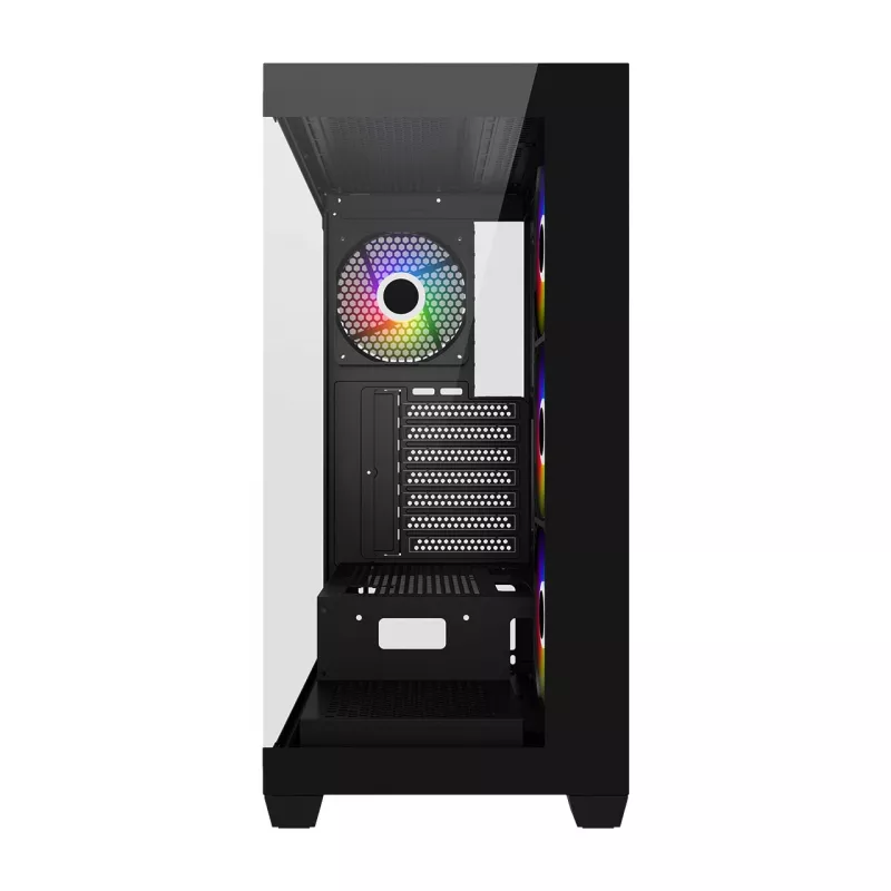 FSP M340-BA kotelo Midi Tower mITX, mATX, ATX musta ARGB, Midi Tower, PC, musta, ATX, micro ATX, Mini-ITX, Glass, SPCC, 17 cm