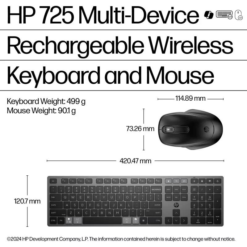 HP 720 monilaitteinen ladattava langaton näppäimistö- ja hiirisarja