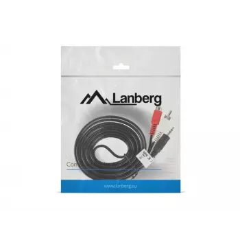 Audiokaapeli Lanberg CA-MJRC-10CC-0020-BK 3,5 mm RCA 2 m musta punainen valkoinen