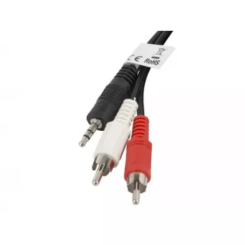 Audiokaapeli Lanberg CA-MJRC-10CC-0020-BK 3,5 mm RCA 2 m musta punainen valkoinen