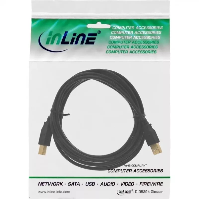 USB 2.0 jatkokaapeli Type-A liitin/liitäntä InLine 34605B musta 5m