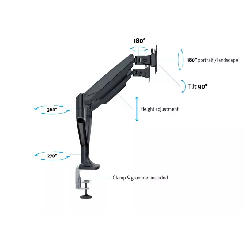 Multibrackets M Deskmount kaasujousi Dual musta