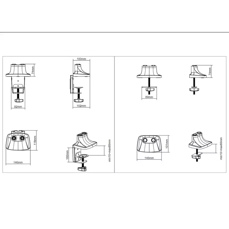 Multibrackets M Deskmount kaasujousi Dual musta