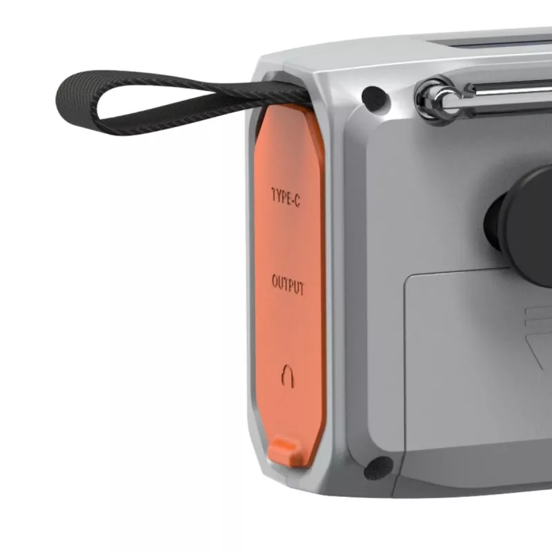 Marmitek RESQ 100 kannettava kampiradio — DAB/DAB+/FM, 3 W, LCD, USB-C, 3,5 mm liitäntä, vaaleanharmaa