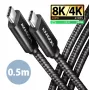 USB-C-USB-C-kaapeli AXAGON BUCM4X-CM05AB — USB4 Gen 3x2, 40 Gbit/s, 240 W, 0,5 m, musta