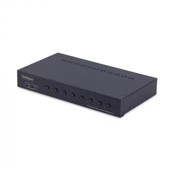 StarTech.com 8-porttinen HDMI KVM-kytkin 1U-räkkikiinnityssarjalla, 4K 60Hz HDMI 2.0, painike- ja pikanäppäinvaihto, 4-porttinen USB-keskitin, käyttöjärjestelmäriippumaton, TAA-yhteensopiva