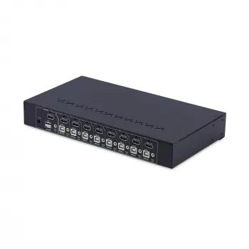 StarTech.com 8-porttinen HDMI KVM-kytkin 1U-räkkikiinnityssarjalla, 4K 60Hz HDMI 2.0, painike- ja pikanäppäinvaihto, 4-porttinen USB-keskitin, käyttöjärjestelmäriippumaton, TAA-yhteensopiva