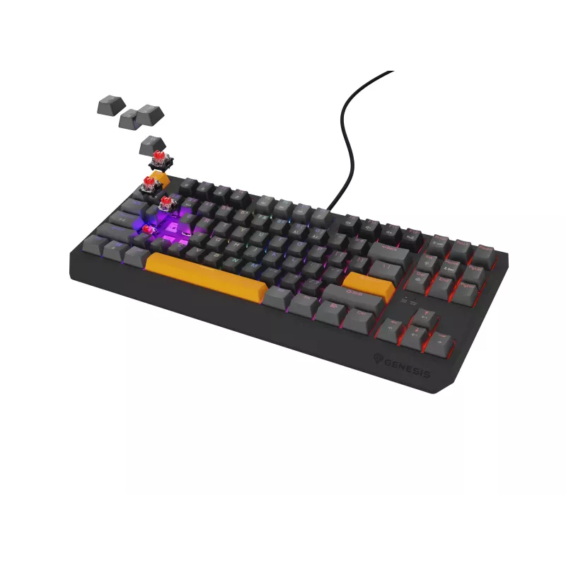 GENESIS Thor 230 TKL näppäimistö Gaming USB + RF Wireless + Bluetooth QWERTY musta, harmaa, oranssi