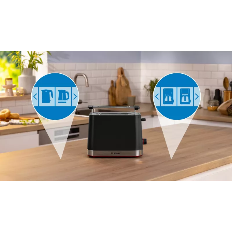 Bosch TAT4M223 leivänpaahdin 4 2 viipaletta 950 W musta, ruostumaton teräs