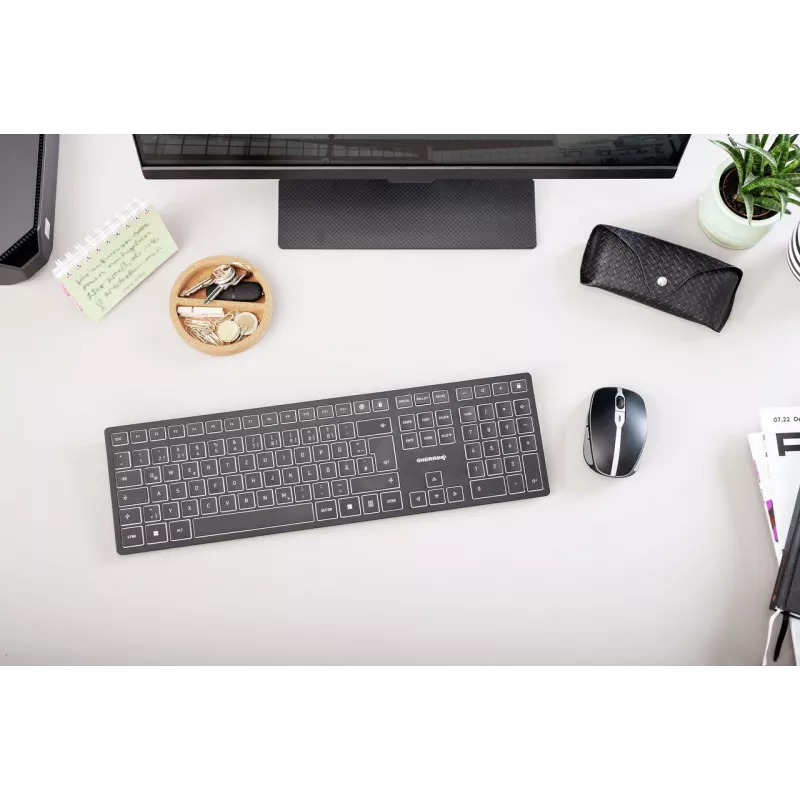 CHERRY KW 9100 ohut näppäimistö yleiskäyttöön RF Wireless + Bluetooth QWERTZ sveitsiläinen asettelu musta