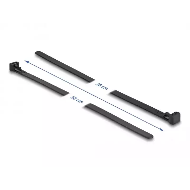 DeLOCK uudelleenkäytettävät kuumuutta kestävät nippusiteet, 300 x 7,6 mm, musta, 100 kpl