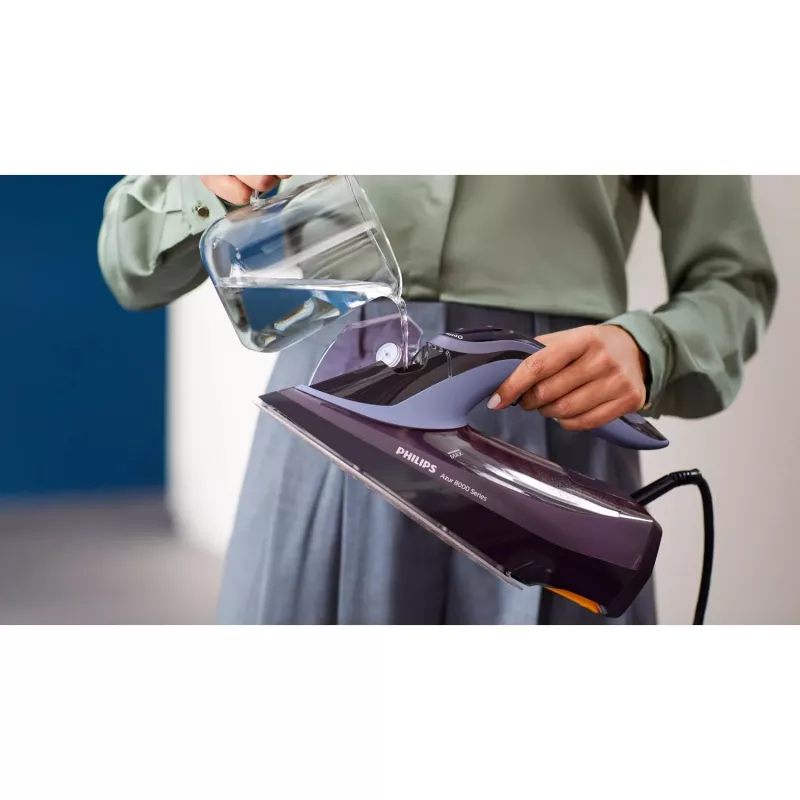 Philips 8000 Series DST8021/30 höyrysilitysrauta SteamGlide Elite -silityspohja 3000 W violetti