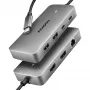 Axagon HMC-CUB83X2 USB 10Gbps -keskitin, 2x USB-A, USB-C, HDMI & DP 4K/144Hz, RJ-45, PD 100W