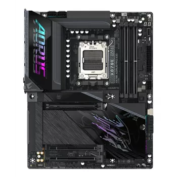 GIGABYTE X870E AORUS PRO X3D ATX-emolevy – AMD kanta AM5, 18+2+2 VRM, DDR5 jopa 9000 MHz (OC), 2×PCIe5 + 2×PCIe4, Wi‑Fi 7, 5GbE, USB4