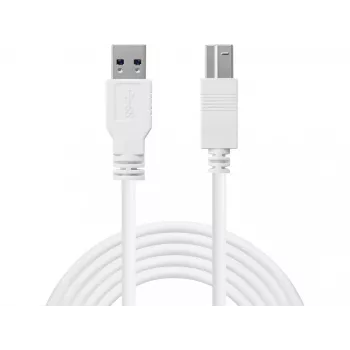 Sandberg USB 3.0 A-B-kaapeli 1,8 m, 1,8 m, USB A, USB B, USB 3.2 Gen 1 (3.1 Gen 1), 5 Gbit/s, valkoinen