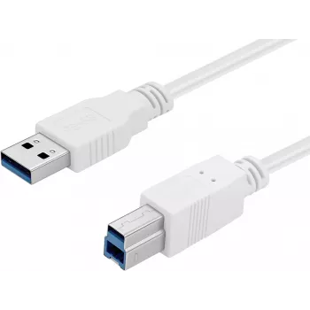 Sandberg USB 3.0 A-B-kaapeli 1,8 m, 1,8 m, USB A, USB B, USB 3.2 Gen 1 (3.1 Gen 1), 5 Gbit/s, valkoinen