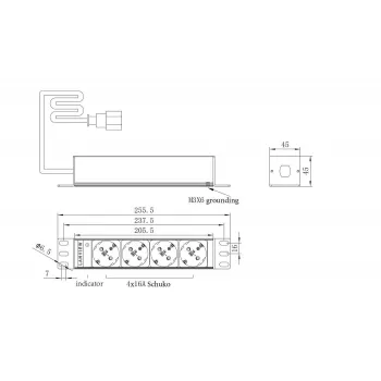 Rack-PDU Lanview LVR-2MSCH-SCH-C13-4 – Lanview virranjakoyksikkö malli LVR-2MSCH-SCH-C13-4