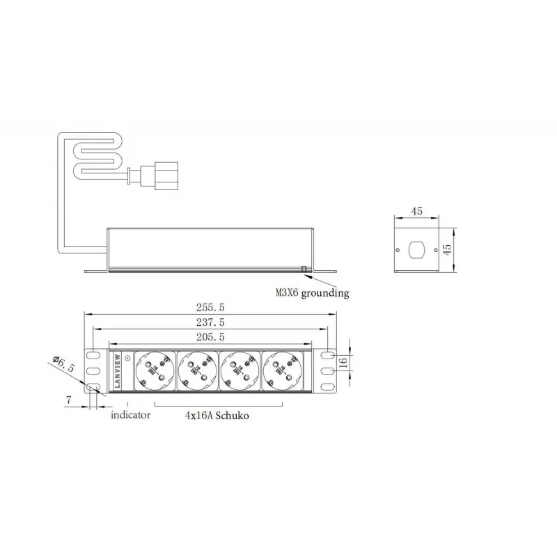 Rack-PDU Lanview LVR-2MSCH-SCH-C13-4 – Lanview virranjakoyksikkö malli LVR-2MSCH-SCH-C13-4