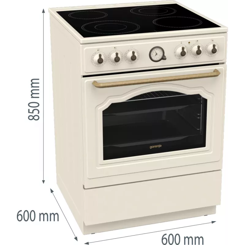Gorenje GECS6B70CLI vapaasti seisova liesi keraaminen keittotaso beige