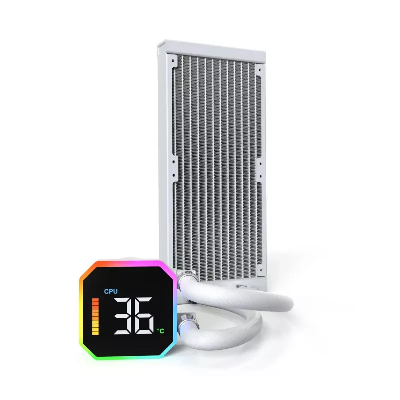 Montech HyperFlow Digital 240 prosessorin All-in-One-nestejäähdytin 12 cm valkoinen 1 kpl
