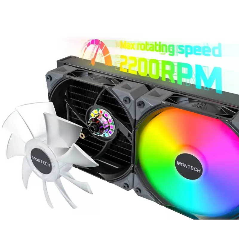 Montech HyperFlow Digital 240 prosessorin All-in-One-nestejäähdytin 12 cm valkoinen 1 kpl