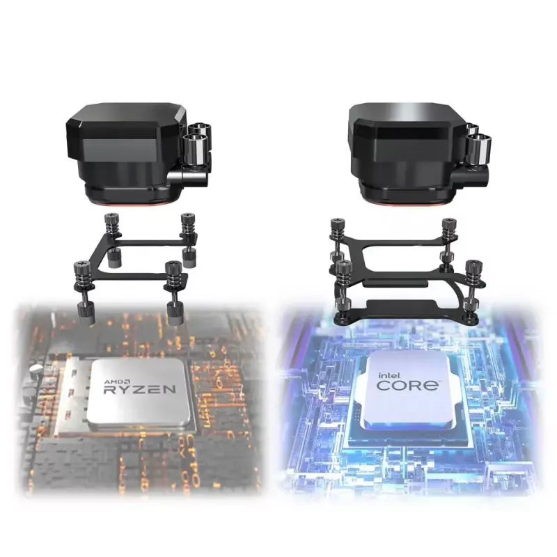 Montech HyperFlow Digital 240 prosessorin All-in-One-nestejäähdytin 12 cm valkoinen 1 kpl