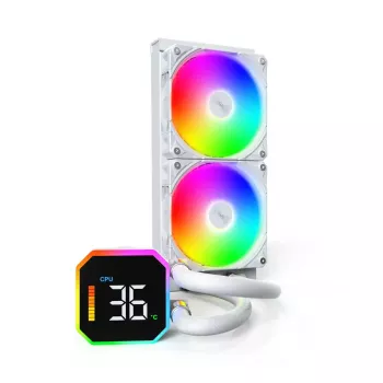 Montech HyperFlow Digital 240 prosessorin All-in-One-nestejäähdytin 12 cm valkoinen 1 kpl