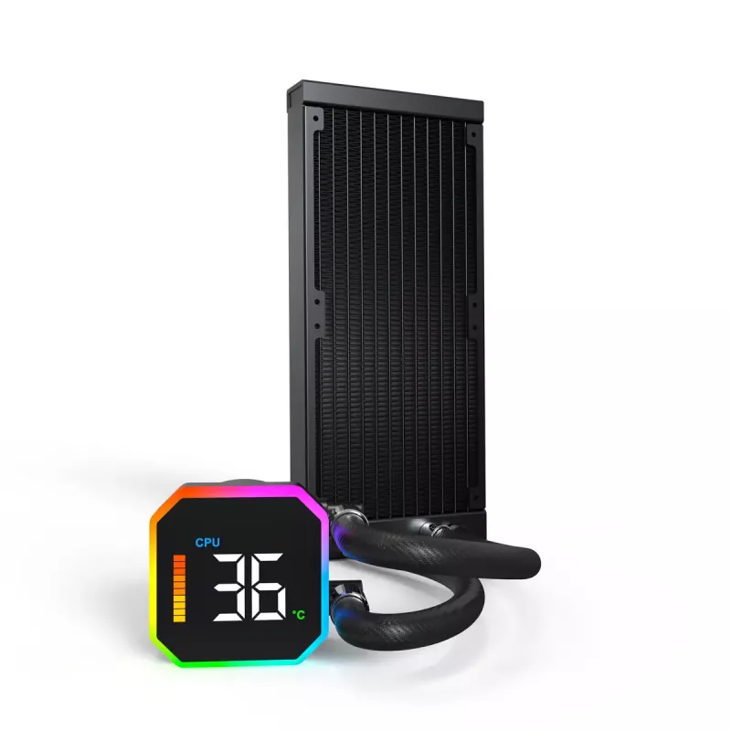 Montech HyperFlow Digital 240 prosessorin All-in-One-nestejäähdytin 12 cm musta 1 kpl