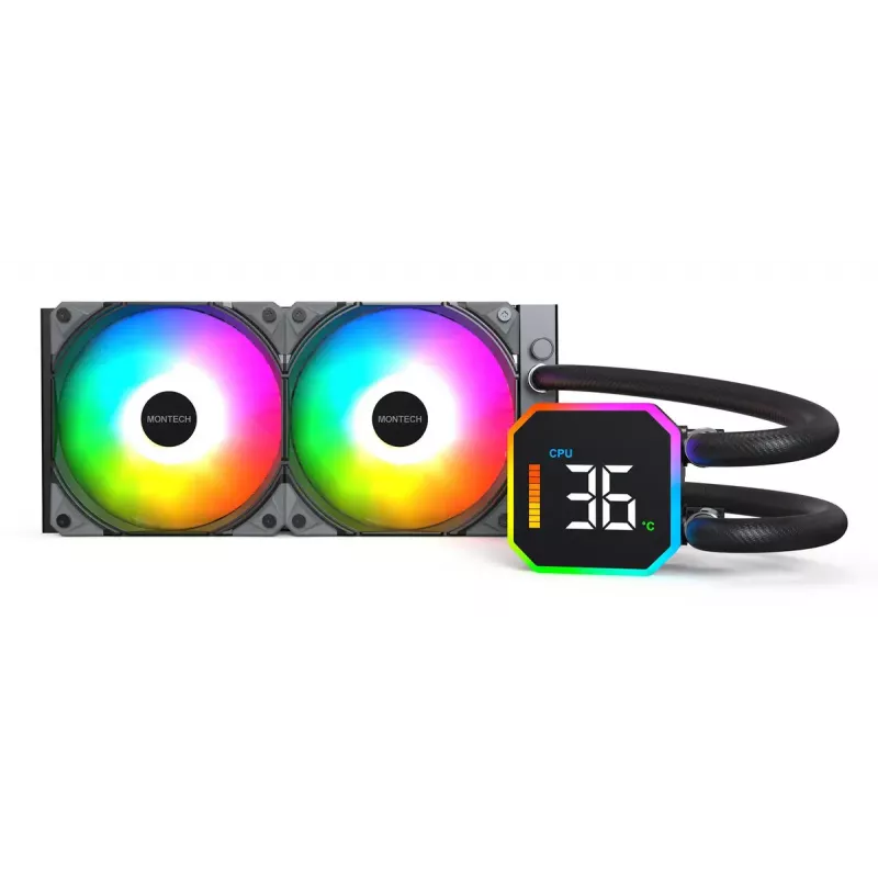 Montech HyperFlow Digital 240 prosessorin All-in-One-nestejäähdytin 12 cm musta 1 kpl