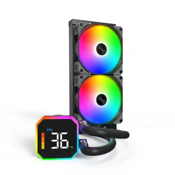 Montech HyperFlow Digital 240 prosessorin All-in-One-nestejäähdytin 12 cm musta 1 kpl