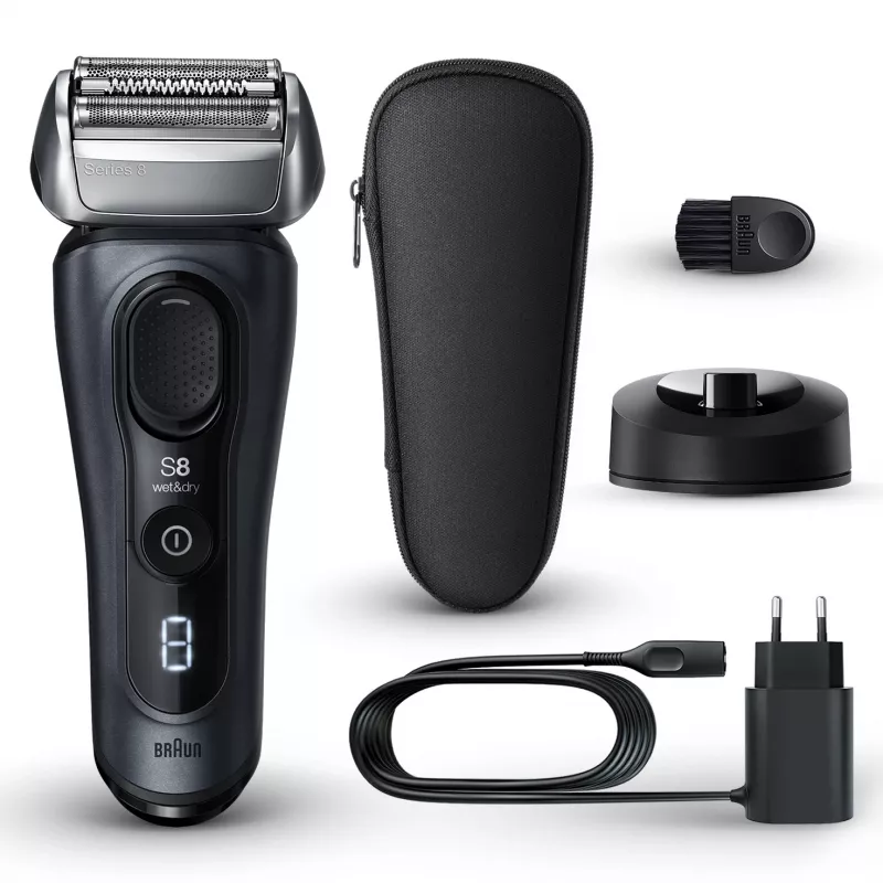 Braun Series 8 8513s märkä- ja kuivaparranajokone lataustelineellä ja matkalaukulla, vuononharmaa
