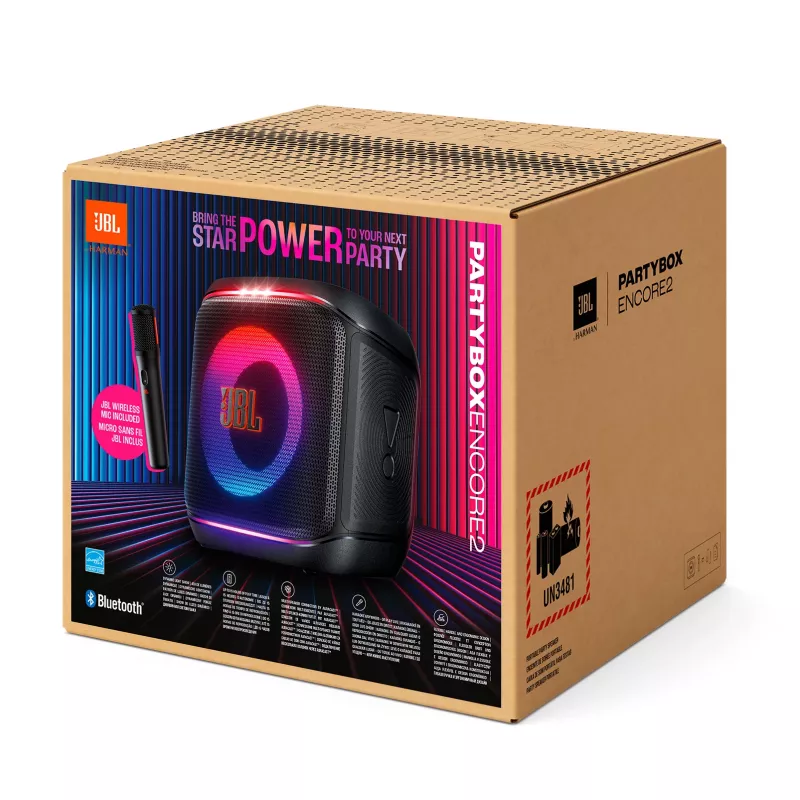 Mono kannettava kaiutin JBL Encore 2 Mono musta — 100 W, roiskevesitiivis, Bluetooth & kaapeli