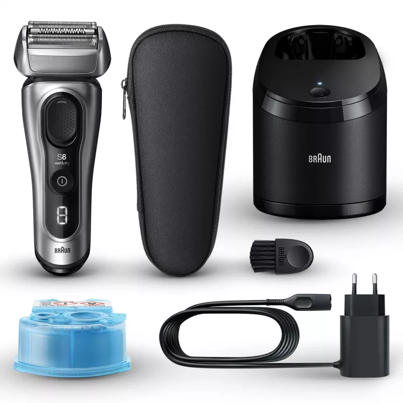Parranajokone BRAUN Series 8 8567cc järjestelmä märkä ja kuiva puhdistus- ja latausasemalla