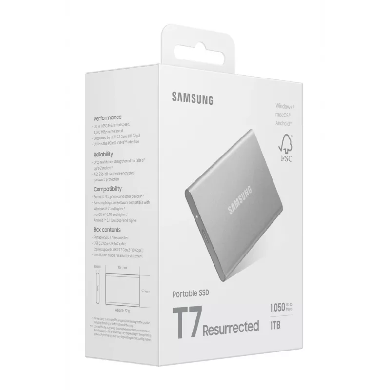 Samsung MU-PD1T0G/WW ulkoinen SSD-asema 1 TB USB Type-C 3.2 Gen 2 (3.1 Gen 2) hopea