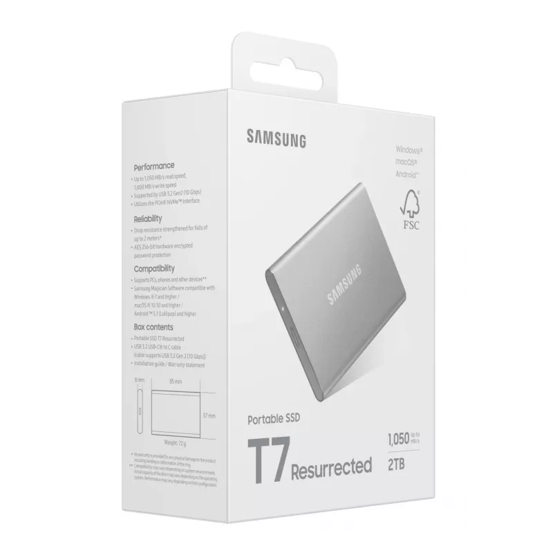 Samsung MU-PD2T0G/WW ulkoinen SSD-asema 2 TB USB Type-C 3.2 Gen 2 (3.1 Gen 2) hopea