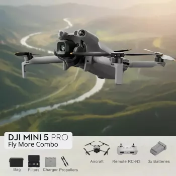 DJI MINI 5 PRO Fly More Combo (RC-N3) kevyt 249g drooni 50MP sensorilla, Lidar, 3x akut, kauko-ohjain