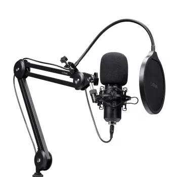 Podcast-mikrofoni TRUST GXT 270 Emita II+ — kondensaattori-USB, johdollinen, metallikotelo, musta, 2,5 m kaapeli